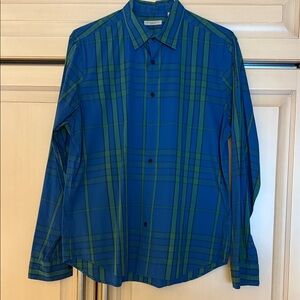 Burberry Blue and Green Plaid Men's Shirt